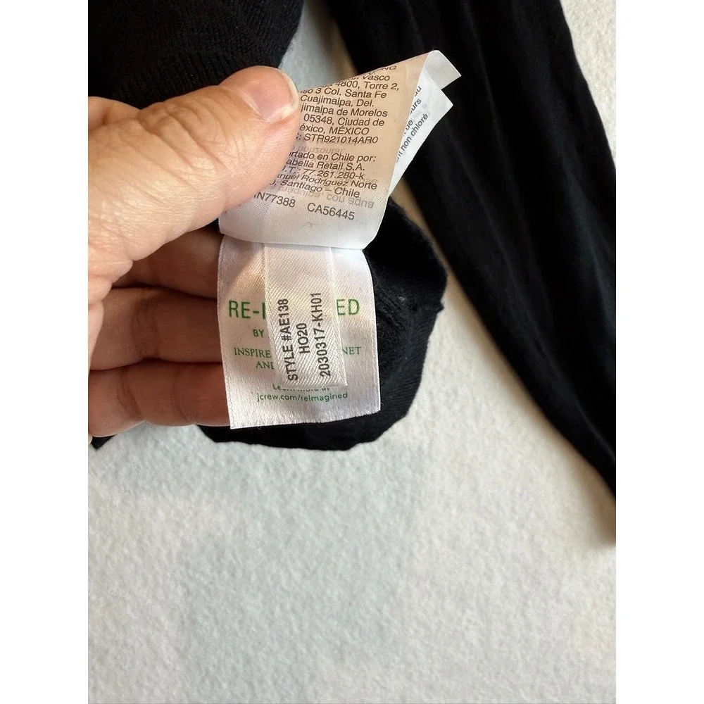 J.Crew V-Neck Sweater Men M Black Slim Fit 100% Merino Wool AE138